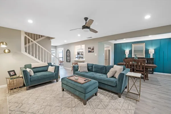a living room with furniture