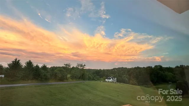 a view of a golf course with a garden