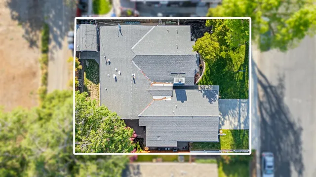 an aerial view of a house