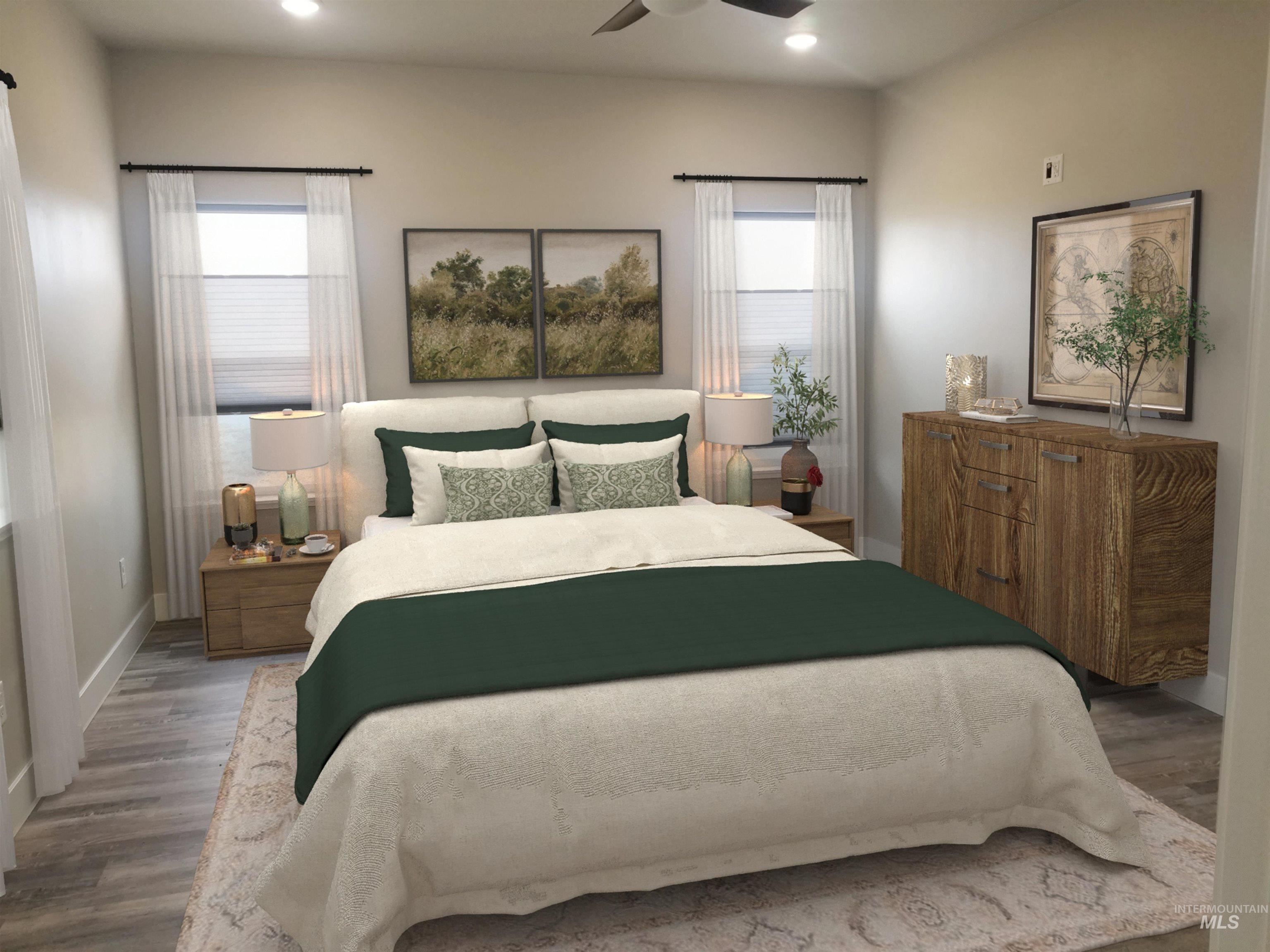 212 Fafnir Drive Kimberly, ID 83341 - Photo 14 of 36 Bedroom featuring wood finished floors, ceiling fan, and recessed lighting