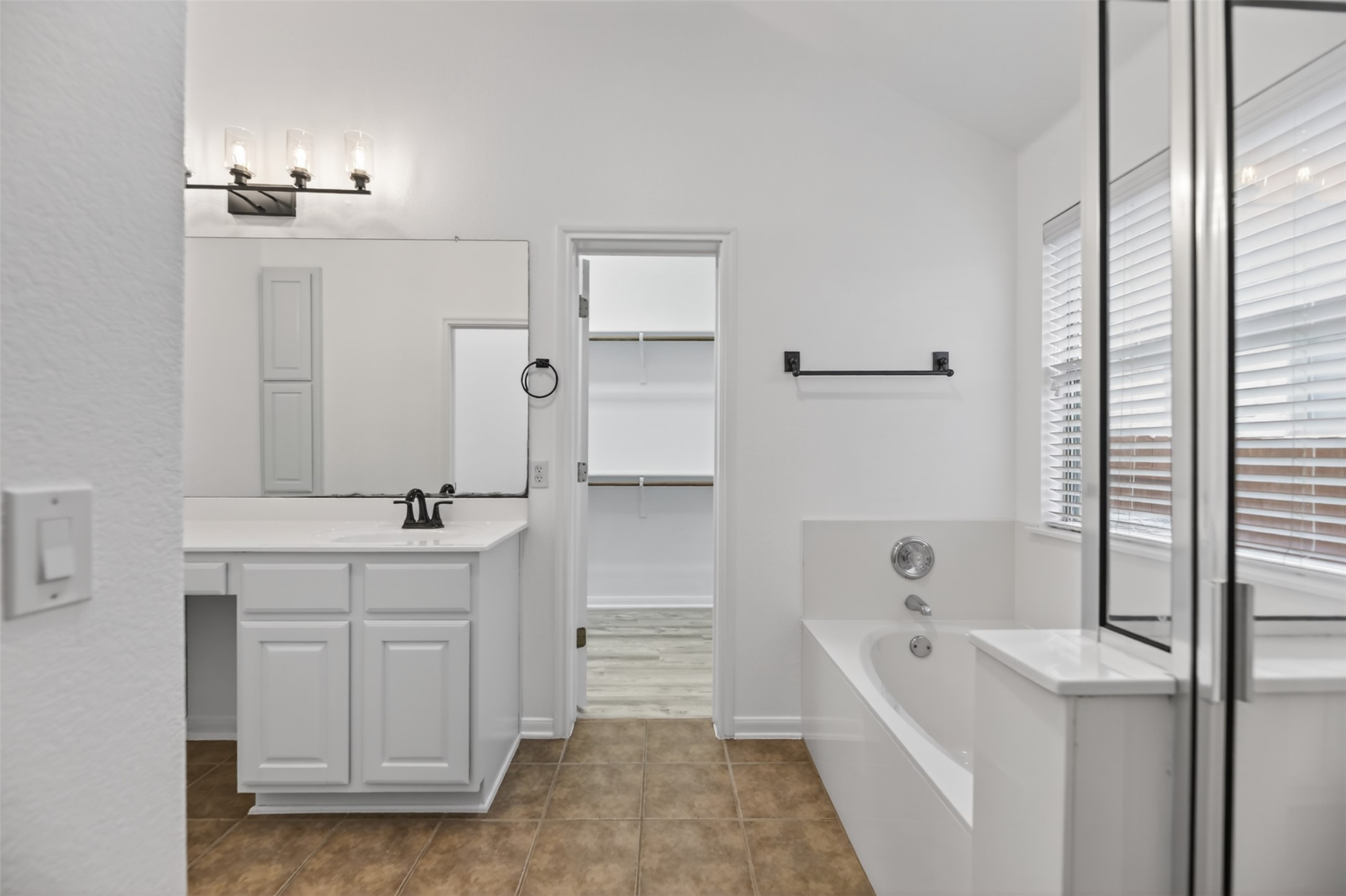 545 Manchester Lane Austin, TX 78737 - Photo 17 of 30 a bathroom with a tub a sink and mirror
