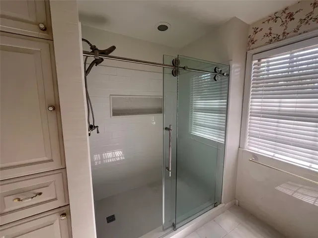 a bathroom with a shower