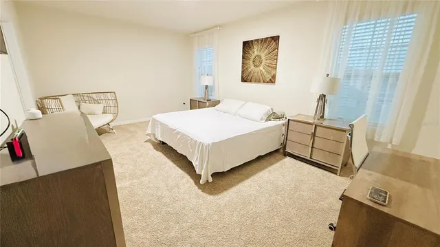 a view of an ocean and swimming pool