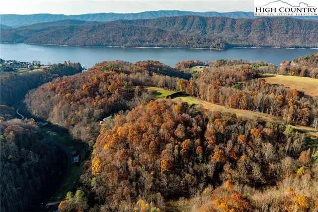 a view of a lake in middle of the town