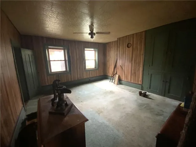 an empty room with windows