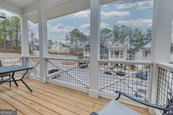 a balcony view with a ocean view
