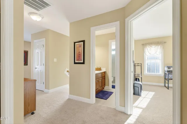 a view of a yard with large trees