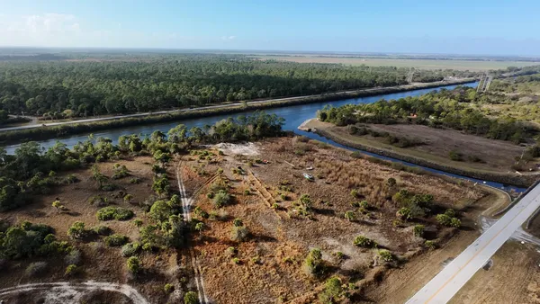 a view of a lake with a city view