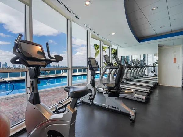 a view of a room with gym equipment