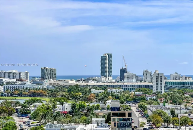 a view of city and a buildings