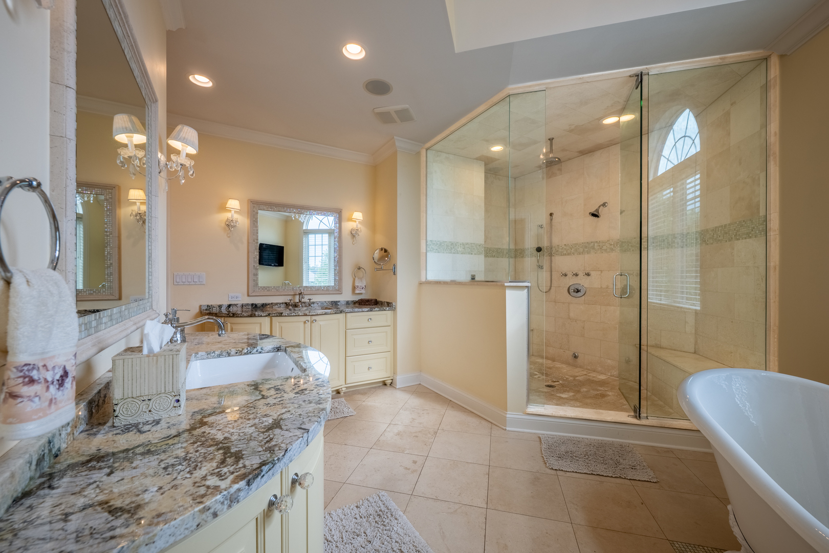 120 Maya Court Deerfield, IL 60015 - Photo 19 of 37 a bathroom with a granite countertop sink mirror and shower