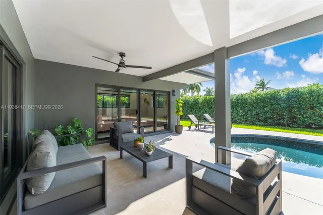 a view of a house with a patio