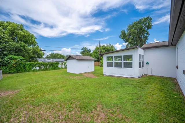 a view of a house with a backyard