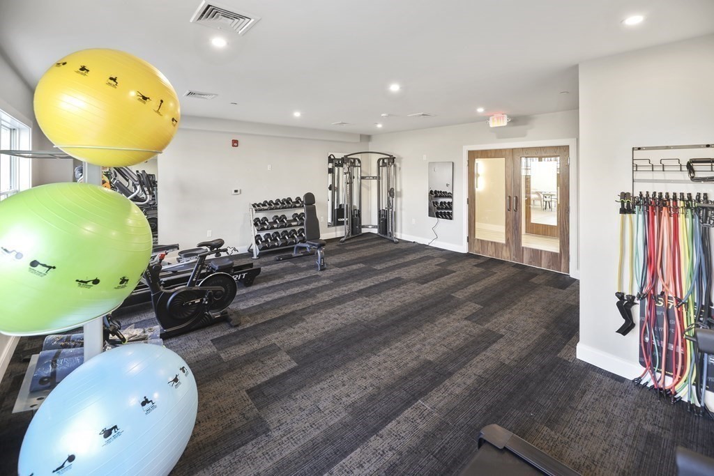 425 Lagrange Street, Unit 109 Boston, MA 02132 - Photo 38 of 42 a room with gym equipment and mirror