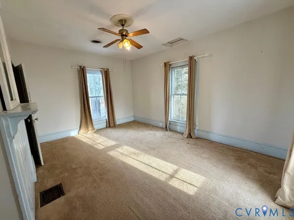 a view of a livingroom with a fireplace