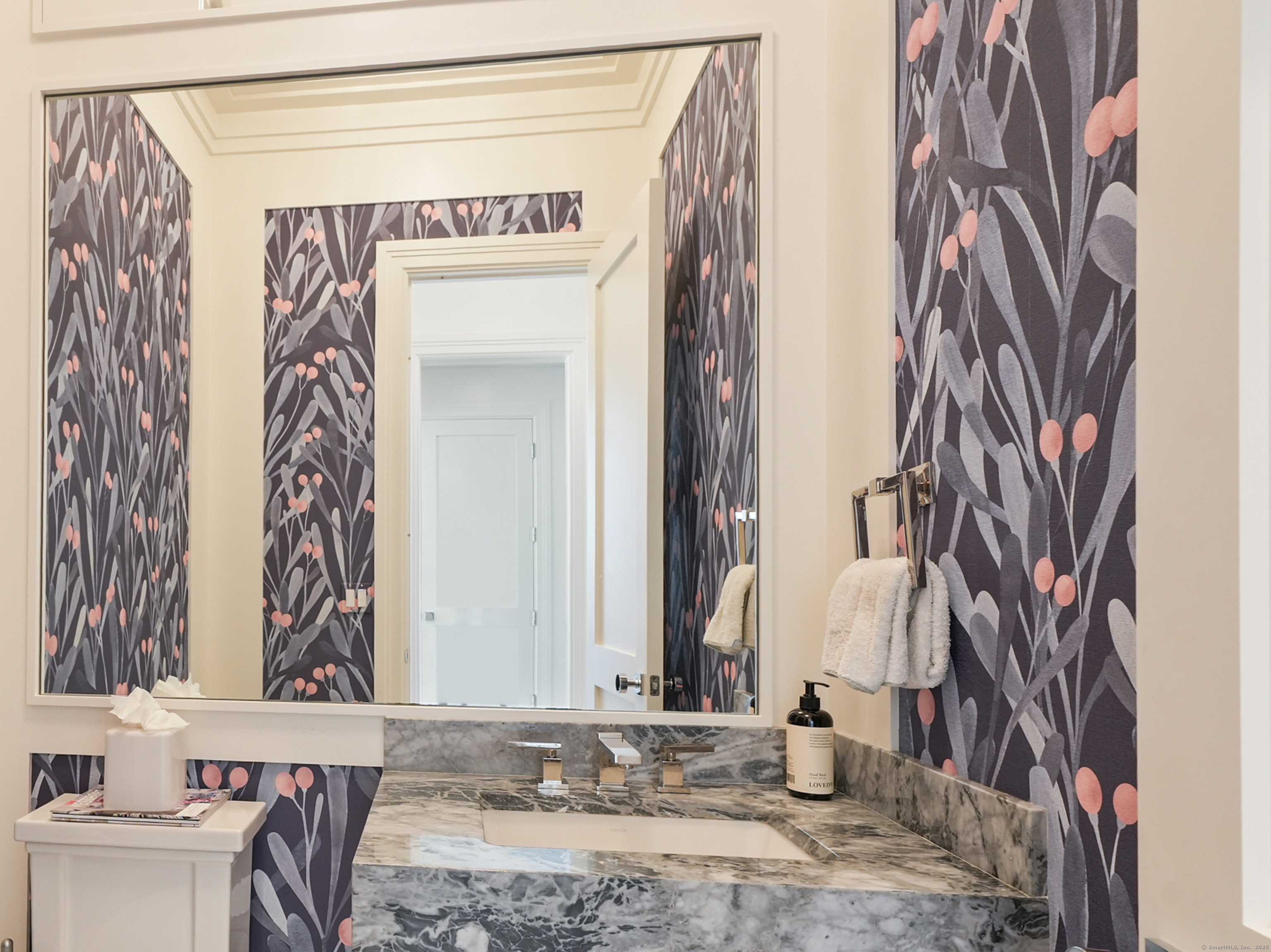 9 Burr Farms Road Westport, CT 06880 - Photo 12 of 40 a bathroom with a granite countertop sink and a mirror