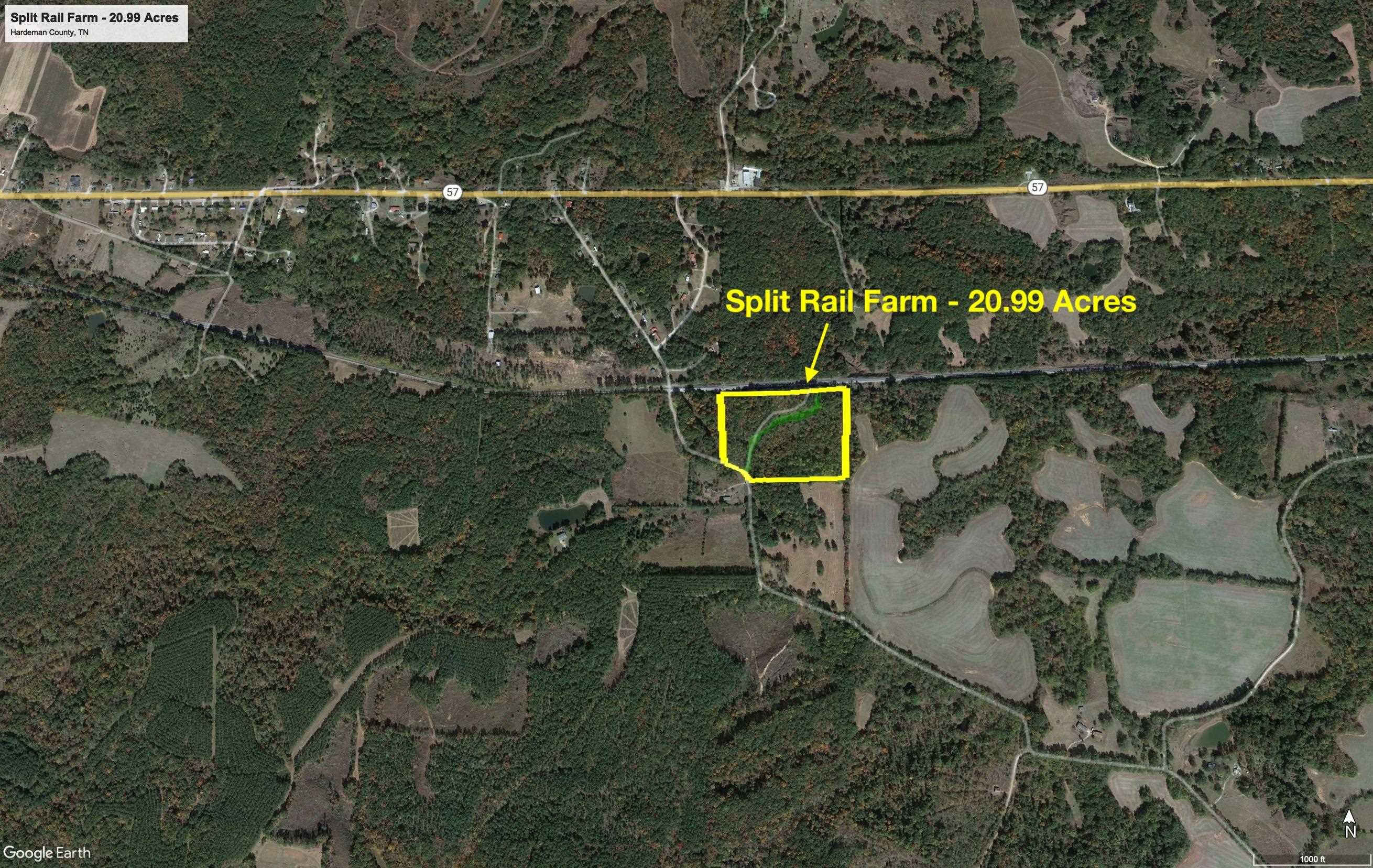 621 Smith Road Grand Junction, TN 38039 - Photo 19 of 20 Aerial overview of property's location featuring property boundaries highlighted