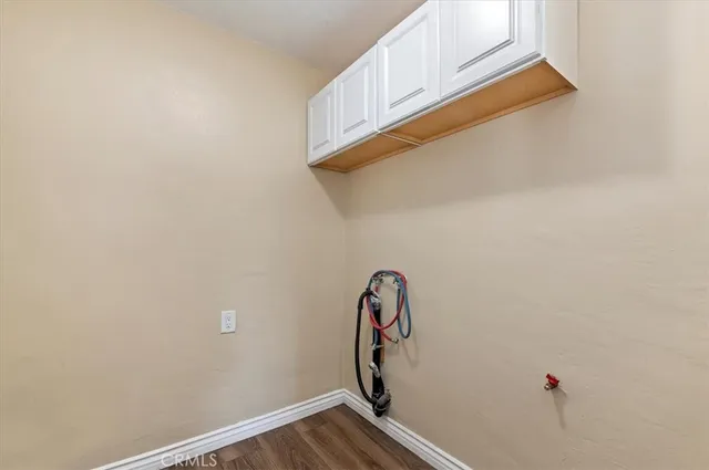 a view of a garage with rack on the wall