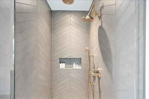 a bathroom with a shower
