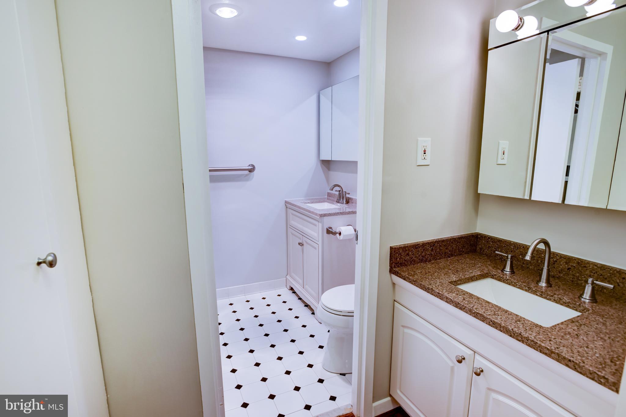 4100 Cathedral Avenue Northwest, Unit 512 Washington, DC 20016 - Photo 40 of 71 a bathroom with a sink a vanity and a mirror