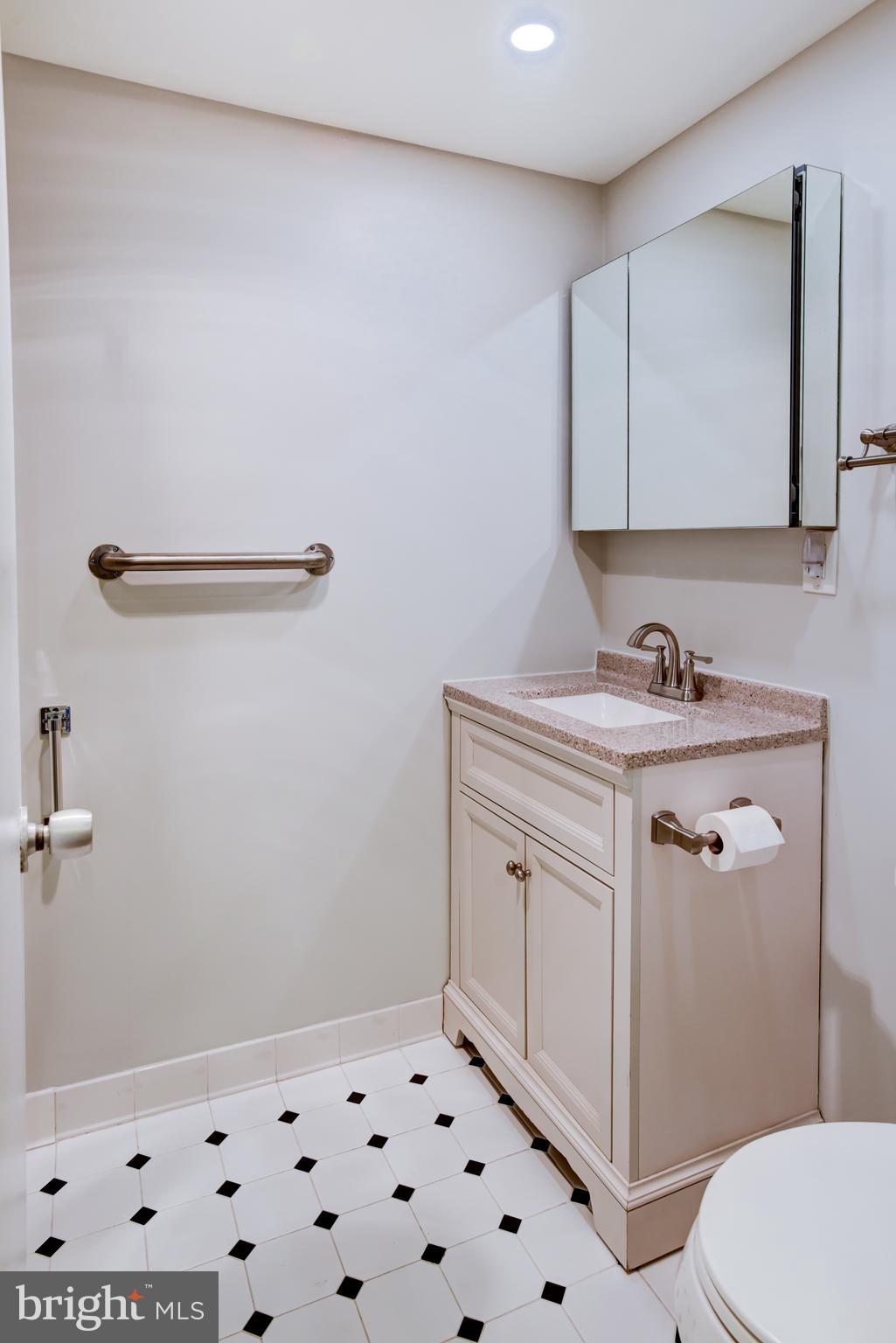 4100 Cathedral Avenue Northwest, Unit 512 Washington, DC 20016 - Photo 44 of 71 a bathroom with a sink a toilet and a mirror