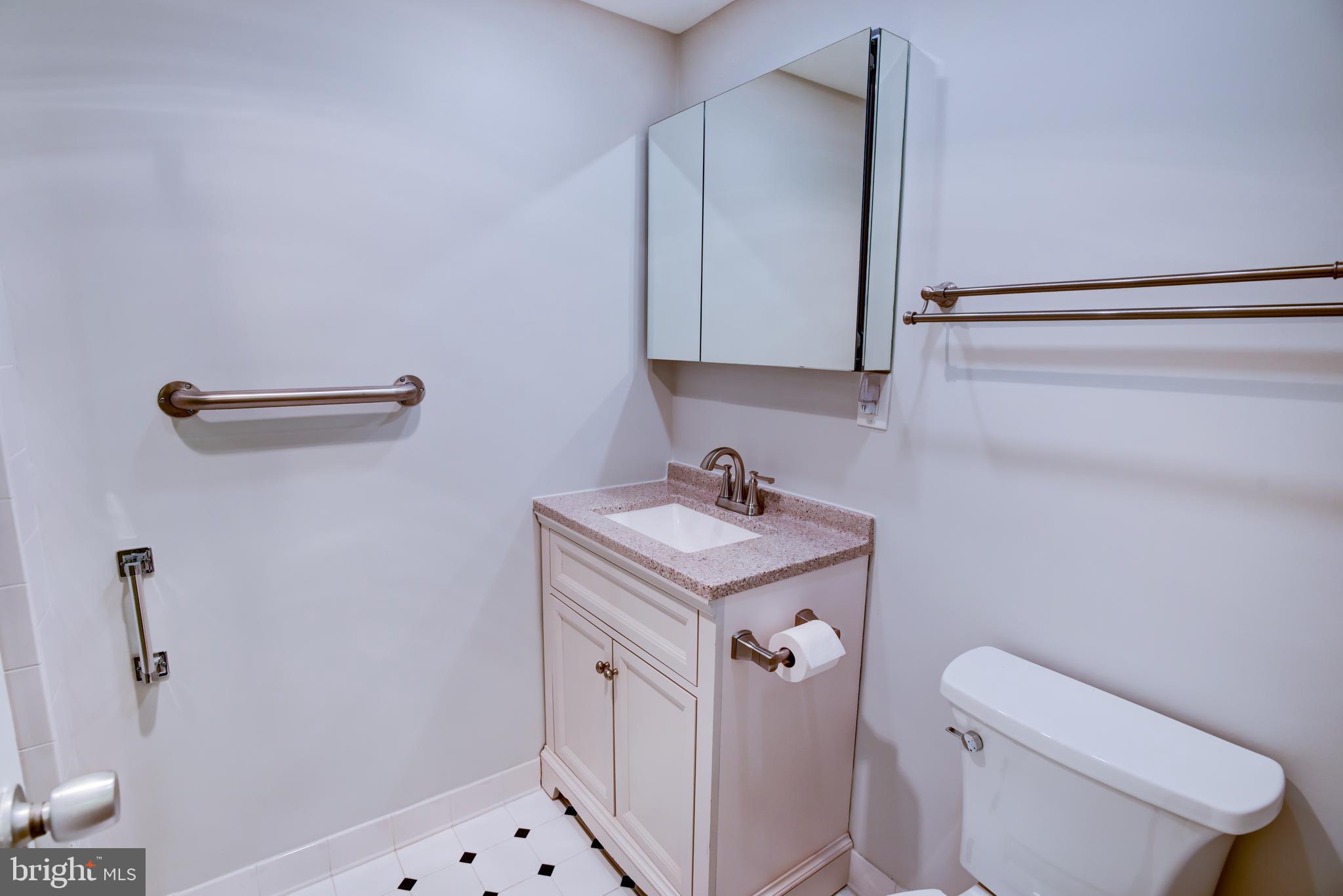 4100 Cathedral Avenue Northwest, Unit 512 Washington, DC 20016 - Photo 45 of 71 a bathroom with a sink toilet and mirror