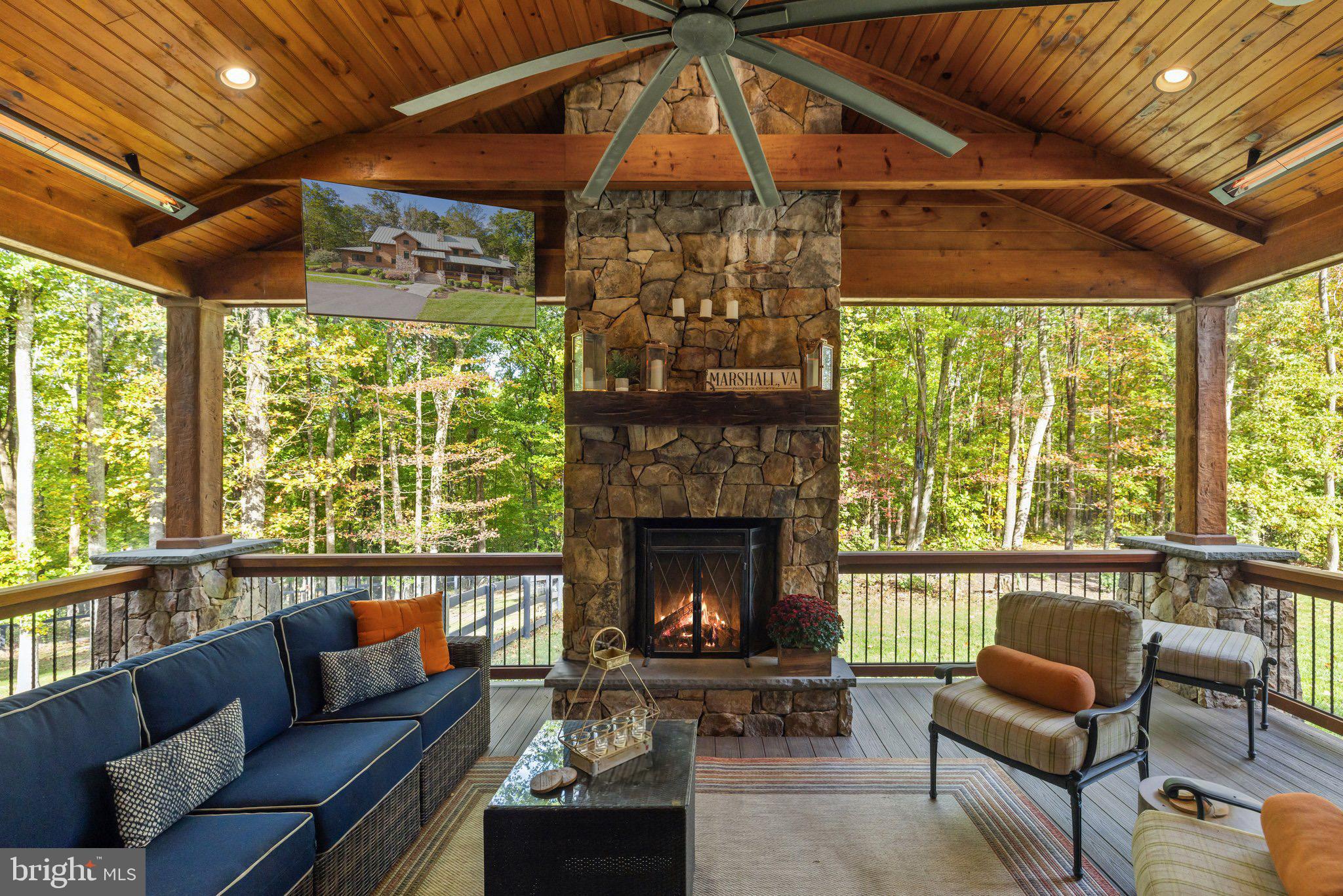 6416 Weadon Ridge Lane Marshall, VA 20115 - Photo 36 of 92 Covered Side Porch with Fireplace & Heaters