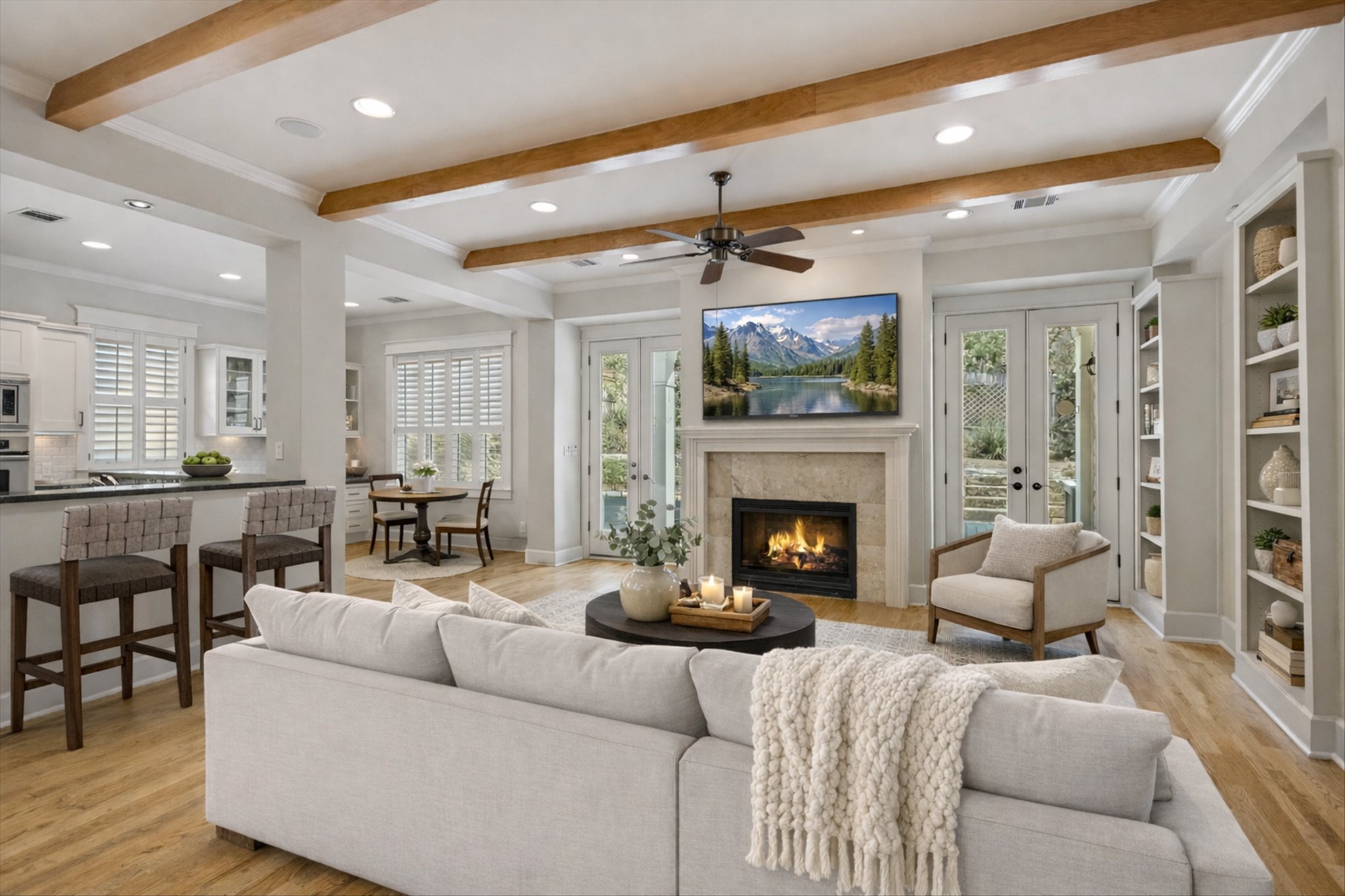 703 Pressler Street Austin, TX 78703 - Photo 6 of 24 a living room with furniture and a fireplace