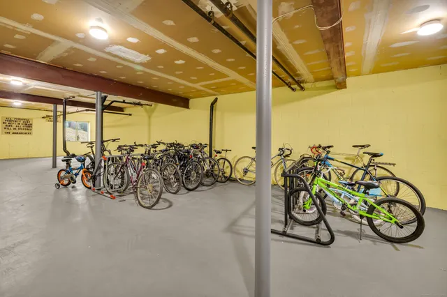 a view of large building with large trees