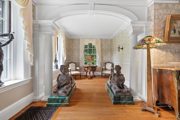 a living room with furniture