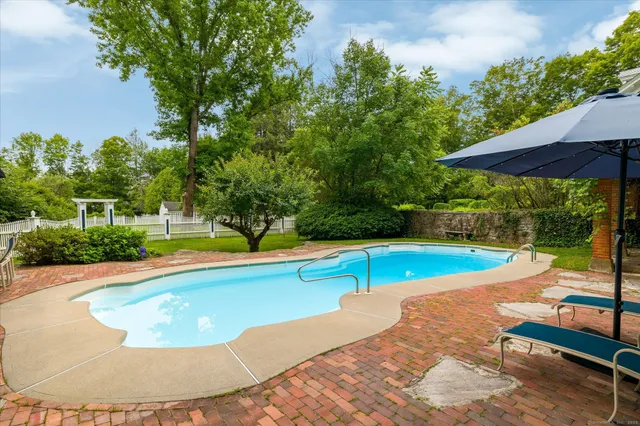 a view of a swimming pool with lounge chair