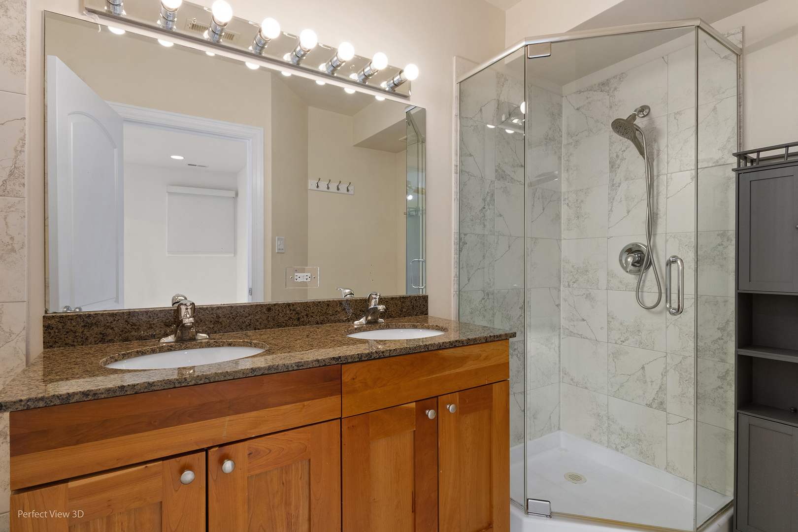 25 East 26th Street, Unit 4 Chicago, IL 60616 - Photo 15 of 24 a bathroom with a granite countertop sink a mirror and shower