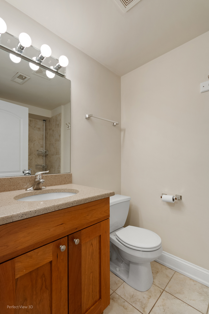 25 East 26th Street, Unit 4 Chicago, IL 60616 - Photo 18 of 24 a bathroom with a granite countertop sink a toilet and a mirror