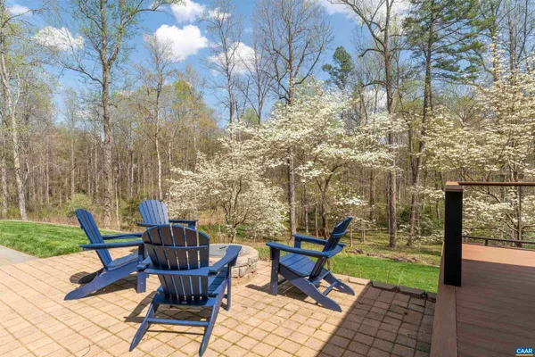 a view of a chairs and table in backyard of the house