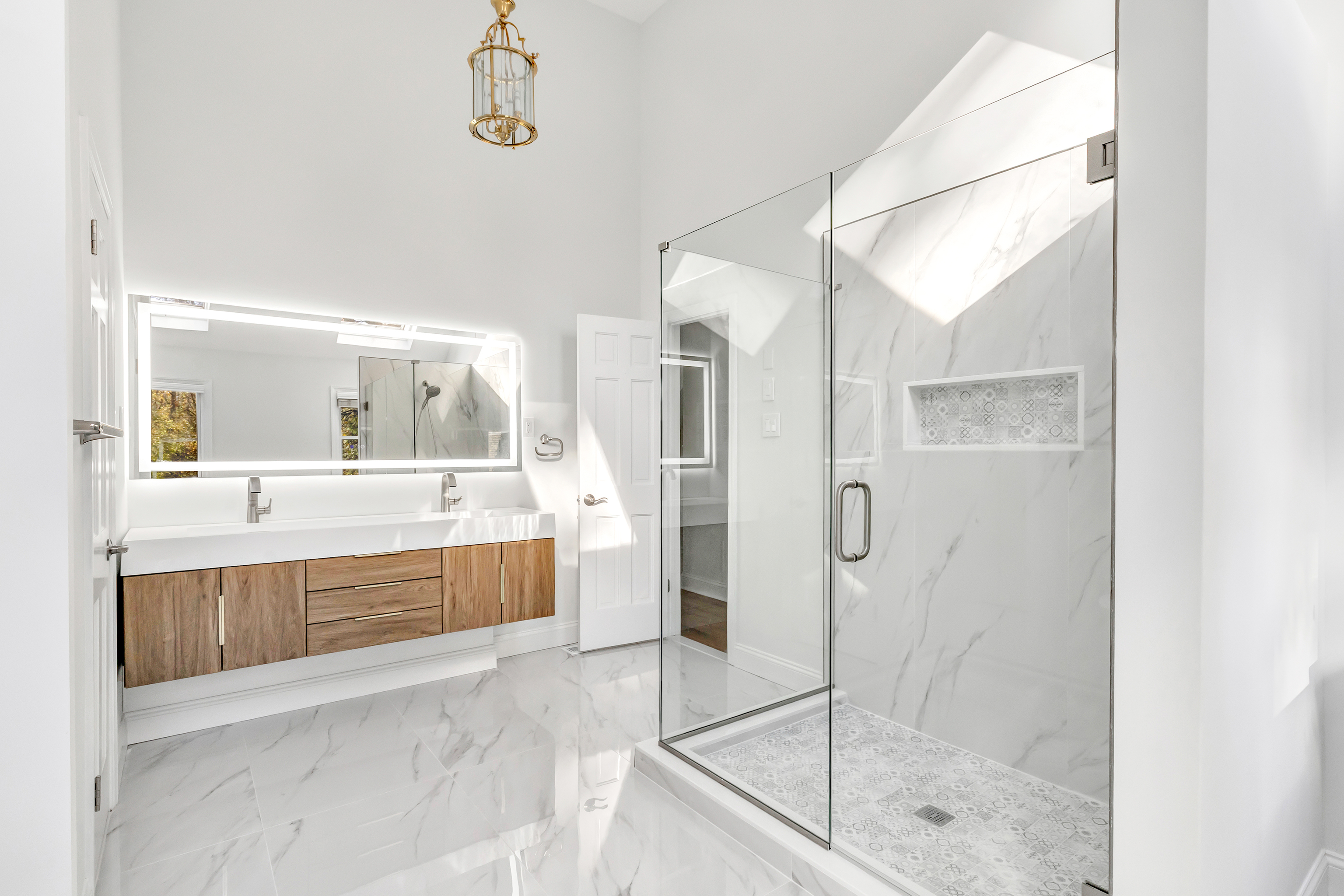 93 Putting Green Road North Trumbull, CT 06611 - Photo 22 of 40 a large bathroom with a glass shower door and a sink