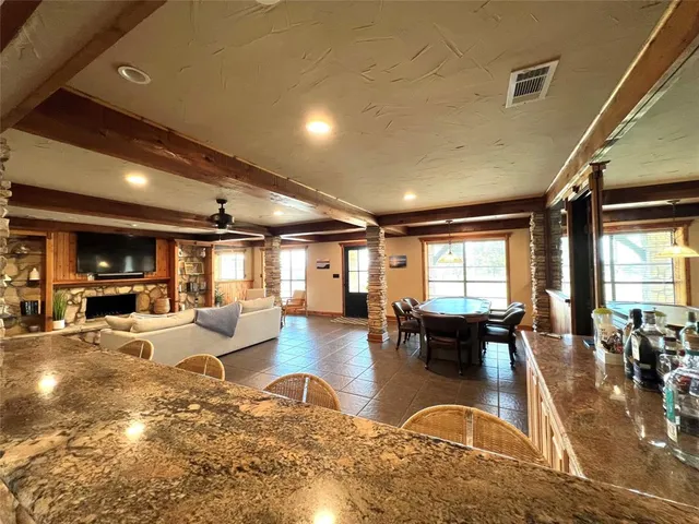 a kitchen with lots of counter top space