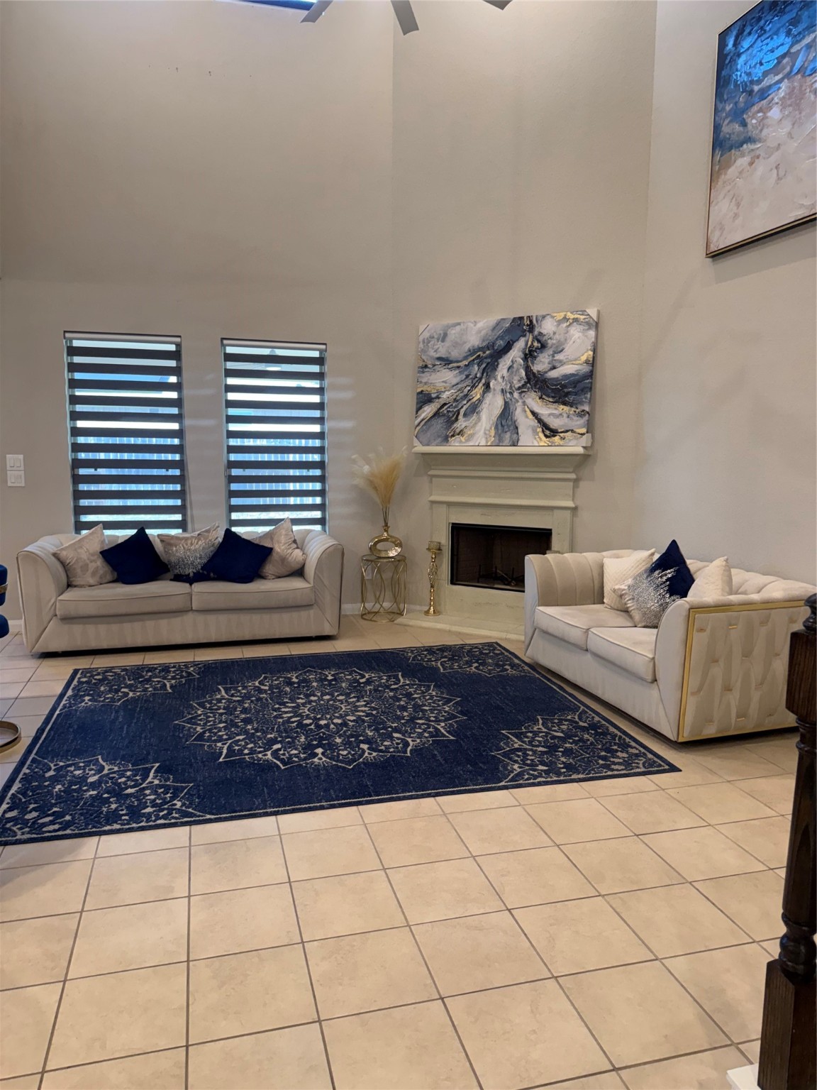 1617 Darwin Cedar Drive Rosharon, TX 77583 - Photo 12 of 27 a living room with furniture and a fireplace