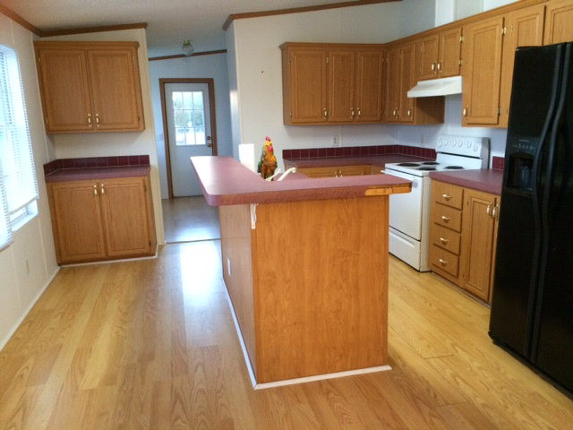410 Beck Road Williston, SC 29853 - Photo 7 of 9 a kitchen with sink cabinets and wooden floor