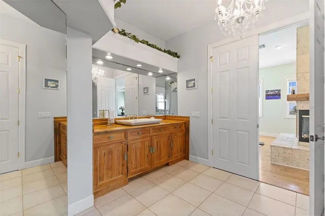 a view of a yard with palm trees