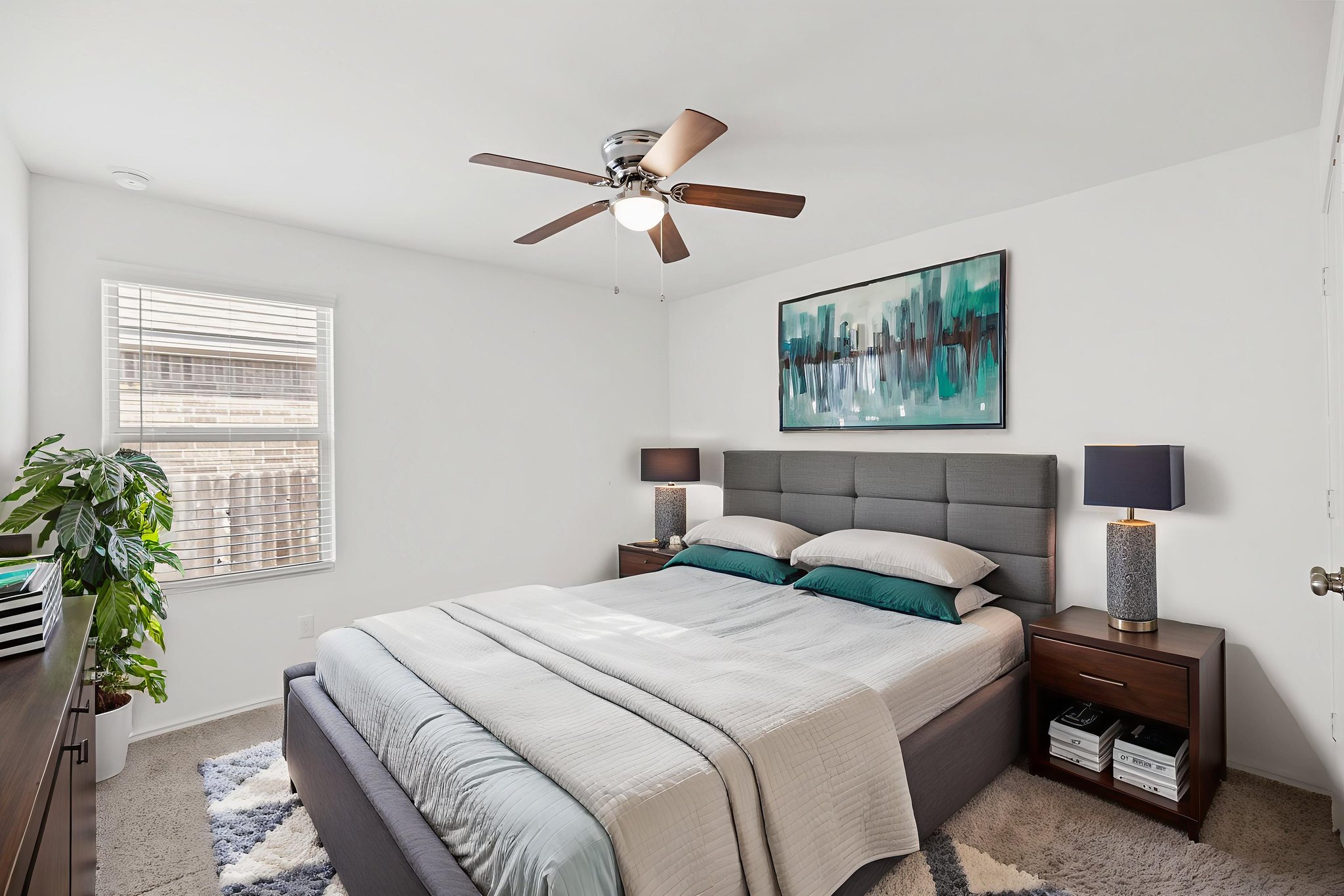 127 George Kimble Cove Bastrop, TX 78602 - Photo 27 of 40 Bedroom with carpet and ceiling fan