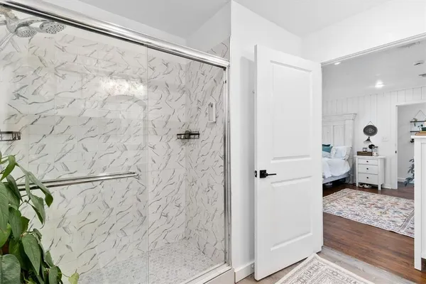 a bathroom with a shower