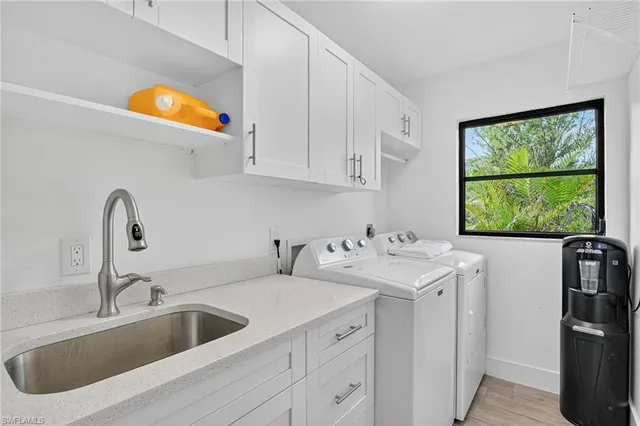 a view of a garage with storage