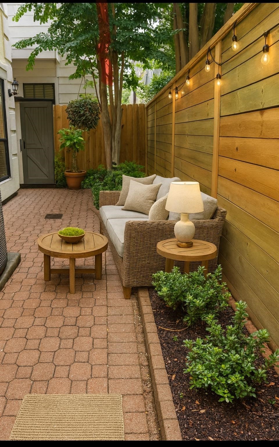 3515 Yupon Street Houston, TX 77006 - Photo 35 of 41 a backyard of a house with fountain table and chairs