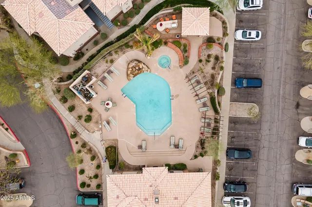 an aerial view of a house