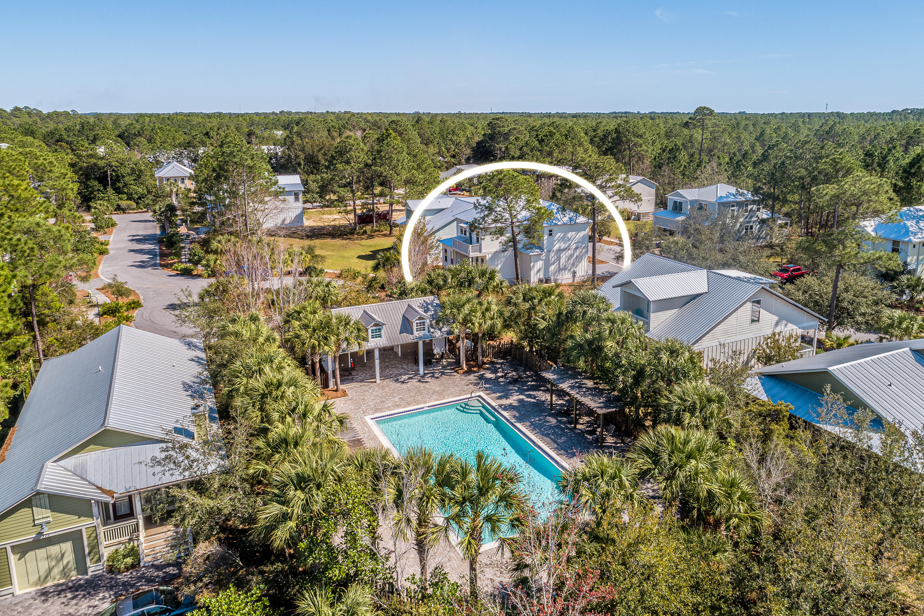 143 Marlberry Santa Rosa Beach Santa Rosa Beach, FL 32459 - Photo 2 of 53 an aerial view of a house with outdoor space and lake view