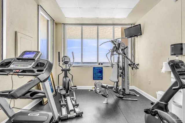 a view of a room with gym equipment