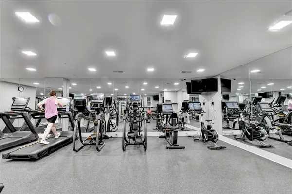 a view of a room with gym equipment