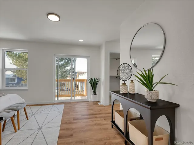 a workspace with wooden floor