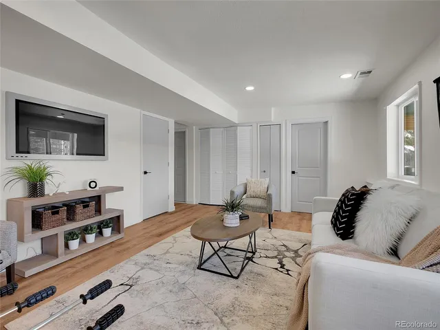 an empty room with windows