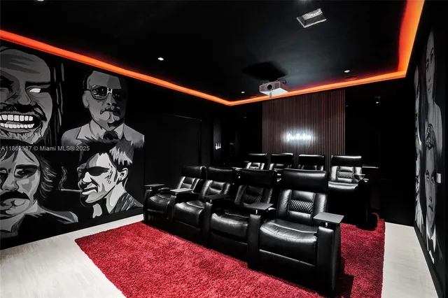 a room with lots of chairs and a projector